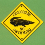 Krokodil veszély! Tilos a fürdőzés!